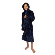 18C1096: Older Kids Plain Navy Plush Dressing Gown (9-16 Years)